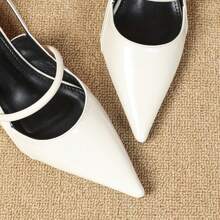 Women's Fashion Pointed Toe Low Heel Slip On Mules, Daily Commute All-Match New Design