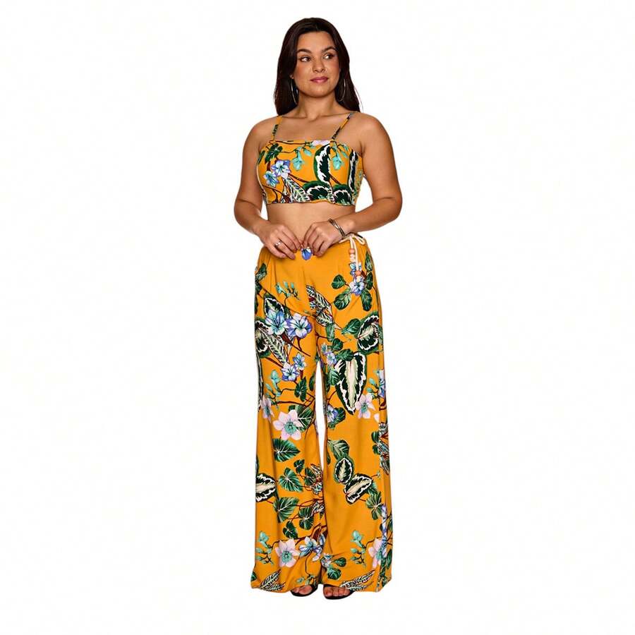 PANTS SET WITH DRAWSTRING - 黃色 - 查看 1
