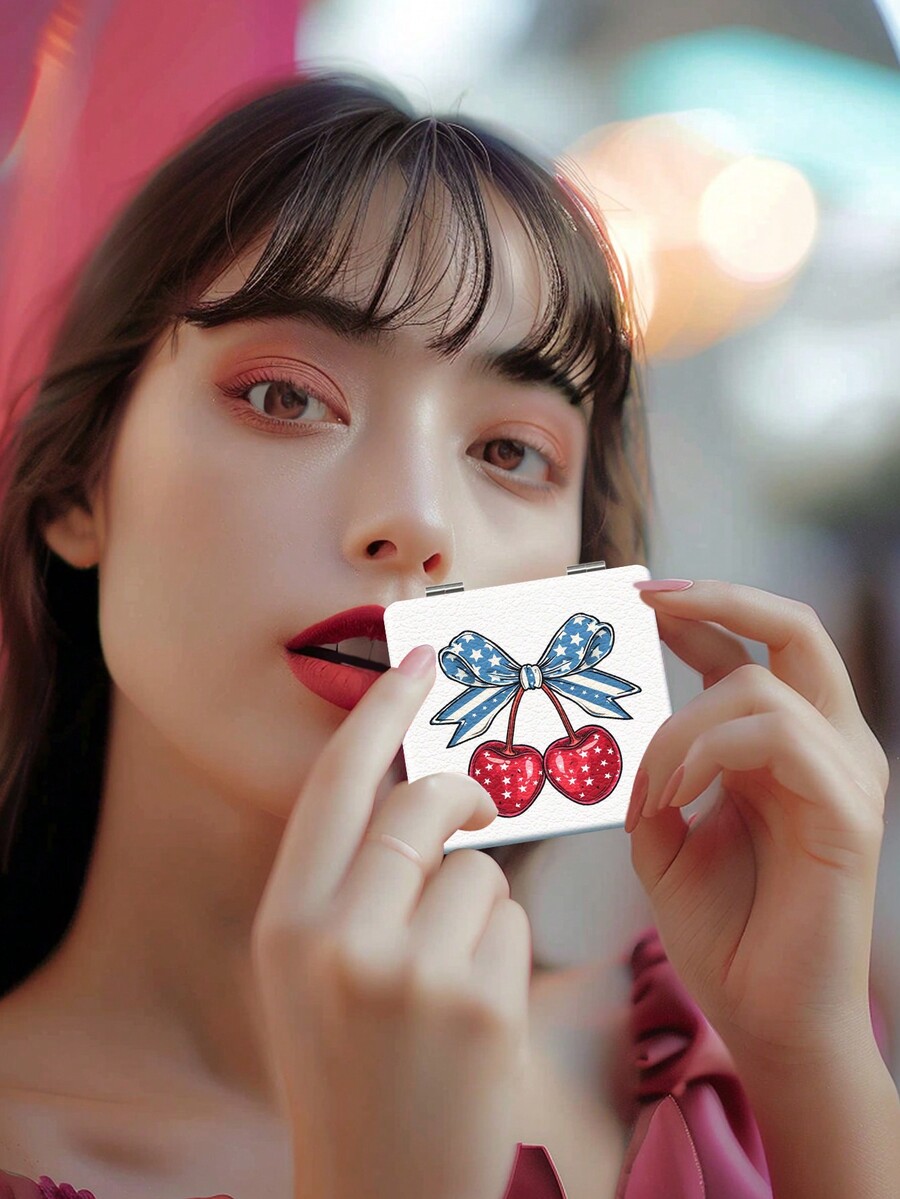 1pc Millennium Y2K Series Portable Vanity Folding Mirror, Lightweight