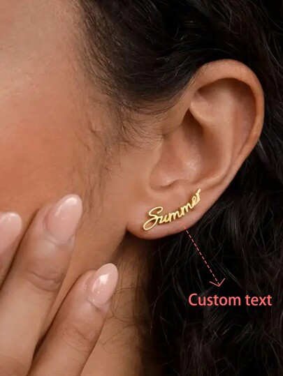 1 Pair Fashionable Personalized Stainless Steel Letter Customized Earrings Unisex Earrings Men Women, Versatile Daily Gifts Family Friends, Silver, Stylish, Colorful, Vintage, Simple, Unisex, Casual, Cuties, Custom, Personalized, Unique, Ideal Gifts For Him, Ideal Gifts For Her, Her, Boyfriend, Girlfriend, Dad, Mom, Family, Friends, For Anniversaries, For Birthdays, For Graduation, For Prom, For Party, Prom Season