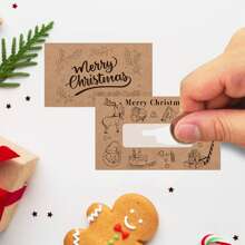 一套圣诞刮刮卡，表面光滑，卡通圣诞老人和树木设计，派对活动创意 DIY 节日礼品券，30 张双面印刷卡片，附赠 30 张刮刮贴纸，圣诞节