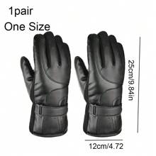 1pair Winter Warm Hand Warmers Full Fingers Thickened Fleece Gloves Waterproof Wind Proof Outdoor Motorcycle Cycling Thermal Gloves Leather Thickened Ski Gloves Touch Screen Gloves