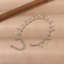 1 件时尚水钻蝴蝶吊饰脚链，适合女士日常佩戴 - 金黃色 - 查看 5