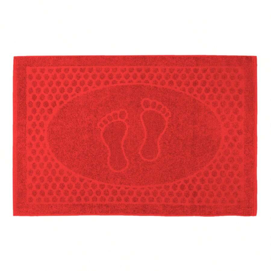 Kit 5 Large Bathroom Floor Mat 100% Cotton Terry Towel Great Absorption Lara Pezinho - 紅色 - 查看 1