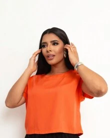Basic Cropped Modeling With Perfect Fit Factory Price Get Yours Now - Orange - View 3