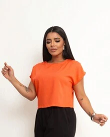 Basic Cropped Modeling With Perfect Fit Factory Price Get Yours Now - Orange - View 4