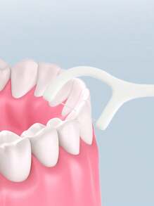 50pcs Individual Packaged Dental Floss Picks, Paper Wrapped - White - View 3