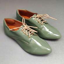 Emerald Green Pointed Toe Oxford Shoes - màu xanh lá - Xem 4