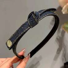 Bộ 2 Băng đô cài tóc nơ denim phong cách Hàn Quốc cổ điển có thiết kế răng, chống trượt khi rửa mặt, Phụ kiện tóc mới 2024 - Nhiều màu - Xem 3