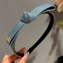Bộ 2 Băng đô cài tóc nơ denim phong cách Hàn Quốc cổ điển có thiết kế răng, chống trượt khi rửa mặt, Phụ kiện tóc mới 2024 - Nhiều màu - Xem 4