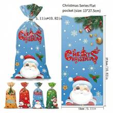 4pc2024 Túi kẹo Giáng sinh mới Trang trí tiệc Chương trình Túi quà tặng Ông già Noel Bánh quy O Pp Túi phẳng - Nhiều màu - Xem 7