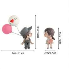 2 件/套 可爱装饰小雕像 情侣动作气球装饰品 适用于汽车仪表盘装饰 最佳礼物 - 彩色 - 查看 3