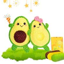 DIY Avocado Couple Crochet Kit For Beginners, Stuffed Kit - Gift Animal Crochet Starter Kit All-In-One Complete Crochet Kit Learn To Crochet Sets With Instructions And Step By Step Video Tutorials For Adults Cute Animal Doll DIY Craft For Home Decor Desktop Decor - Multicolor - View 6