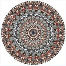 1 pieza Alfombra redonda de estilo bohemio lavable para dormitorio, sala de estar, antideslizante, alfombra redonda vintage para comedor, baño, cocina, oficina, alfombra redonda americana vintage para salas de estar, sofás, mesas de café, dormitorios, estudios, sillas de ordenador, alfombras de estilo bohemio para pisos redondos y entradas (140x140cm), (80x80cm) - multicolor - Ver 8