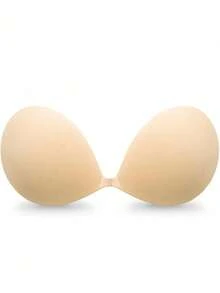 2 件装肤色隐形硅胶胸罩 - 天然聚拢粘合 - 带扣设计，确保稳固贴合 - 女士内衣和内衣配件 - 杏色 - 查看 2