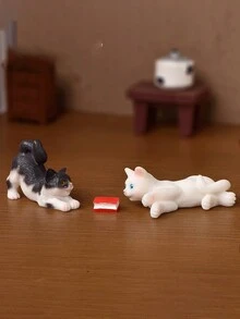 创意可爱卡通仿真小猫动物公仔装饰桌面展示配件 - 彩色 - 查看 4