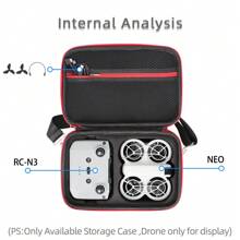porseejie DJI Neo Portable Hard Shell Case Waterproof Storage Bag For DJI Neo Drone Accessories Travel School College Electronic Bagcharger Carry Case Cable Tidy Box Duffel Travelling Bag Cable Bag Electronic Data Cable Bedside Storage For Travel Airpods Camera Collect Women Man Child's Christmas Gifts Essential Teacher Supplies Waterproof Lightweight Large Capacity Portable Accessories - Black - View 6