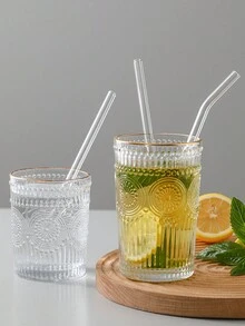 4pcs/3pcs/2pcs 玻璃吸管配吸管刷，适用于饮用水、牛奶、燕麦、茶、果汁、早餐、咖啡、饮料等，适用于咖啡馆、家庭、餐厅、派对、舞会、办公室、父亲节礼物、送给朋友的礼物、送给男朋友和女朋友的礼物、圣诞节、新年礼物 - 彩色 - 查看 8