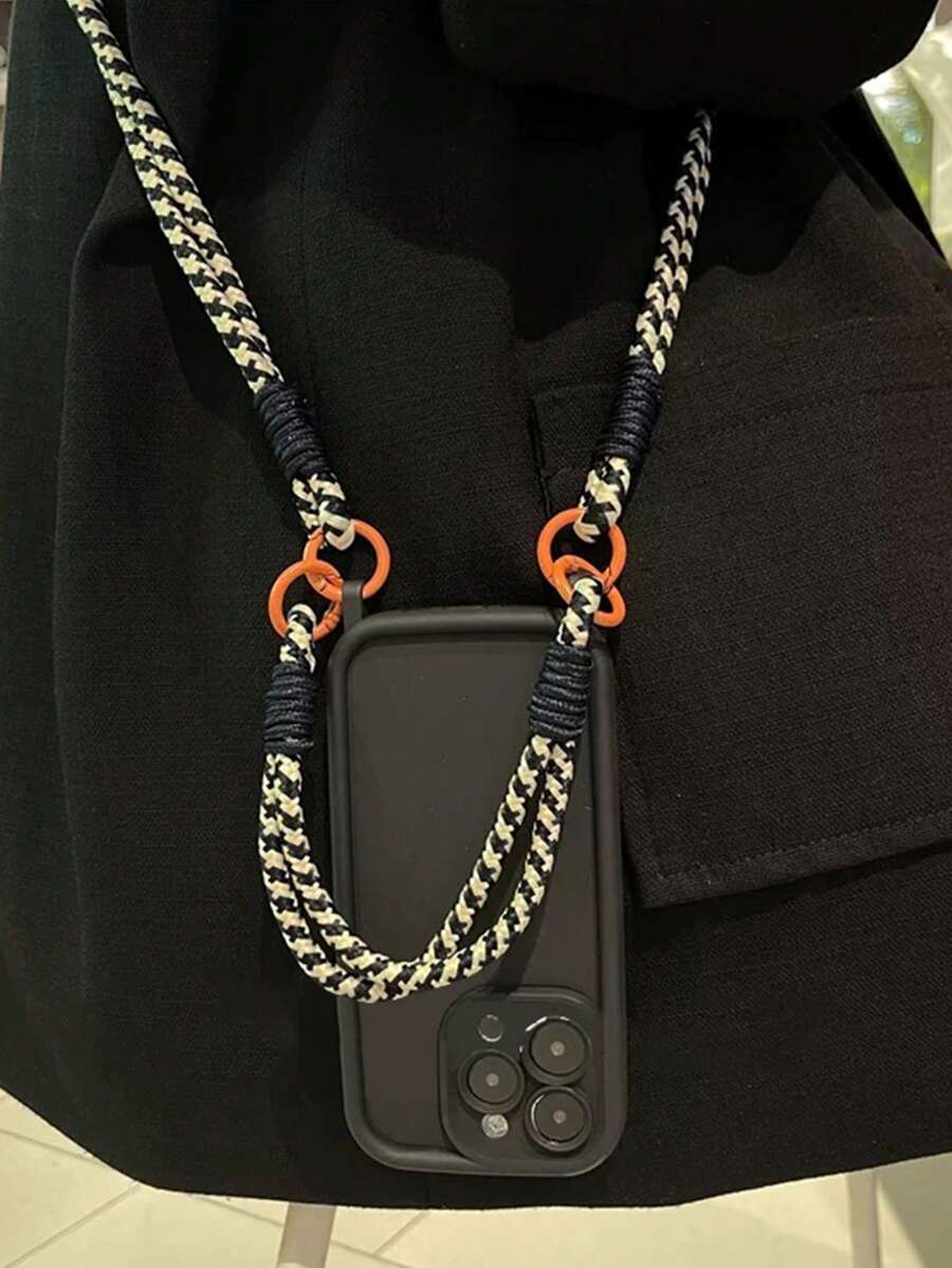 2 件短款和长款黑白伞绳手机挂绳，耐用通用户外徒步登山配件，适合男女，可作为送给母亲、家人、朋友、生日、节日的礼物，手机挂饰，手机链