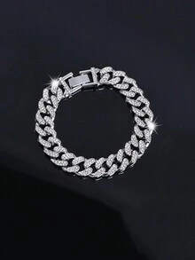 1 件时尚简约时尚奢侈品牌水钻装饰时尚嘻哈项链男士 - 鏈條 - 查看 3