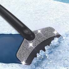 1pc Diamond Studded Snow Scraper, Automotive Snow Removal Tool, Car Cleaning,Car Accessories - Short Handle - View 2
