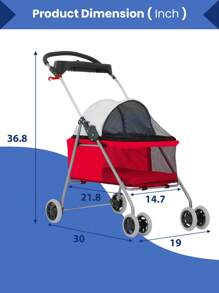 Pet Products Stroller, Pet Stroller For Small To Medium, Folding Lightweight Cat Stroller