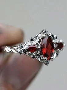 1 件哥特式马眼形女士戒指，适合订婚、派对或圣诞礼物 - 紅色 - 查看 10