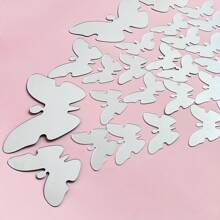 32pcs/Set Multi-Color Mirror Butterfly Wall Stickers, DIY Mirror Butterfly Combination, Art Mirror Butterfly Wallpaper, Home Decor Crafts Suitable For Wall & Mirror Decoration In Living Room, Dining Room, Bedroom, Bathroom, Party, Holiday, Waterproof Decal