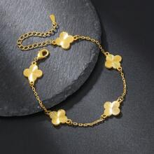 1pc Four-Leaf Clover Women's Bracelet, Daily Wear Lucky Charm, Christmas & Holiday Gift Valentines,Mom,Mother,Mother's Day,Gift