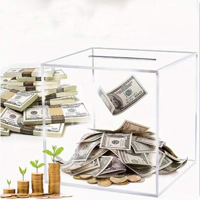 קופת חיסכון למבוגרים, קופת חיסכון לילדים שקוף אקריליק בלתי נפתח, קופסת חיסכון לילדים, קופת חיסכון למבוגרים ליל כל הקדושים/חג ההודיה/מתנה לחג המולד