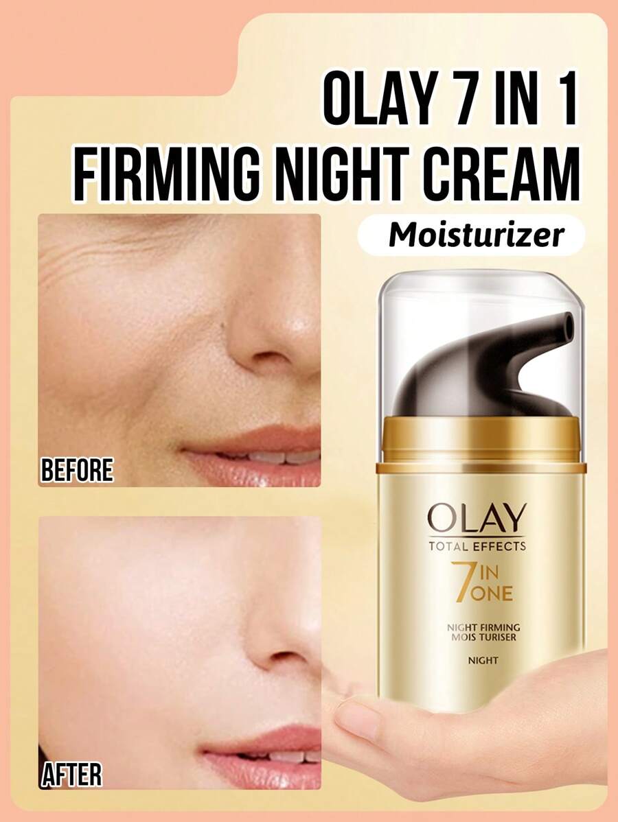 Olay 7合1紧致晚霜,紧致、抗衰老、夜间修护、夜间修复、淡化细纹、减少皱纹,50克(1.75盎司)一罐,冰淇淋质地,按压式泵头,无油配方,乳霜质地,易于吸收,多维度修护 - 晚霜 - 查看 1