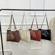 1 件女式 PU 皮革大容量单肩包，适合日常、工作、休闲、通勤、节日礼物 - 咖啡棕 - 查看 2