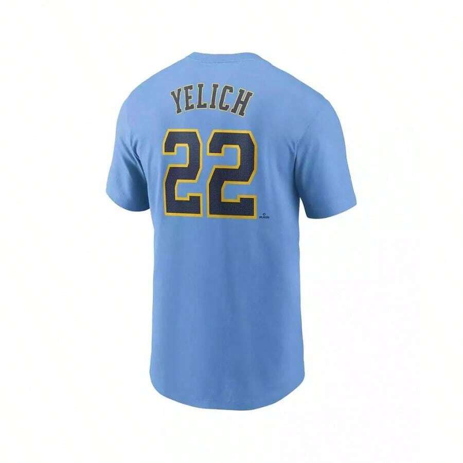 Nike Áo thun nam Boyfriend Style Christian Yelich Powder Blue  City Connect Fuse Name Number - Màu xanh phấn - Xem 1