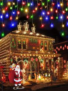 1pc Solar-Powered LED Icicle Fairy Lights, 13.8ft Light String With 8 Modes, For Bedroom, Garden, Wedding, Porch - White - View 3