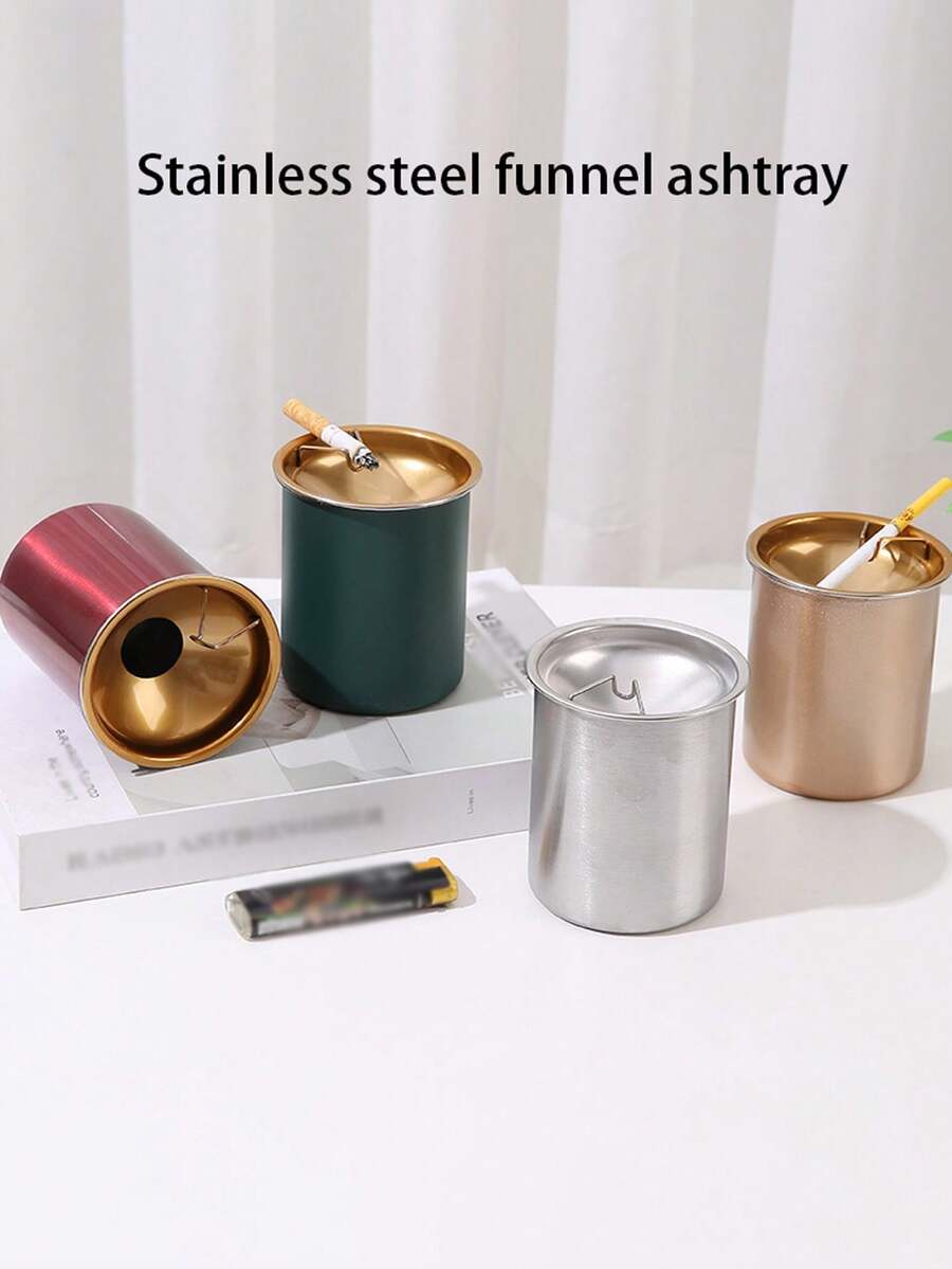 1 cái gạt tàn bằng thép không gỉ dùng cho phòng khách, văn phòng - Nhiều màu - Xem 1