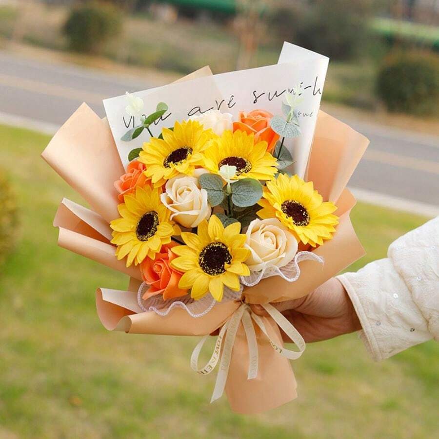 DIY Handmade Soap Flower Gift Bouquet Sunflower