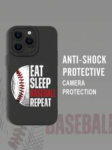 1 件时尚个性化酷炫棒球图案 2D 风格软硅胶保护壳，适合感恩节、万圣节、圣诞节礼物，适用于苹果/兼容三星，黑色哑光饰面 - 黑色 - 查看 5