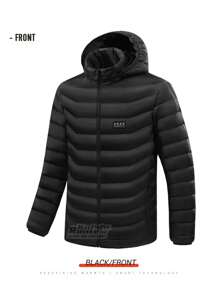Chaqueta con calefacción para hombres (paquete de baterías no incluido), chaqueta casual con cremallera adecuada para actividades al aire libre de otoño/invierno como camping, caza, senderismo, chaqueta gruesa con cuello alto de forro polar con calefacción para hombres, negra, deportiva - Negro - Ver 6