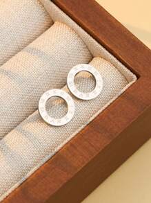 1set/3pcs 2025 New Roman Digital Ring Buckle Gold Color Stainless Steel Zirconia Necklace Earrings Wedding Jewelry Set