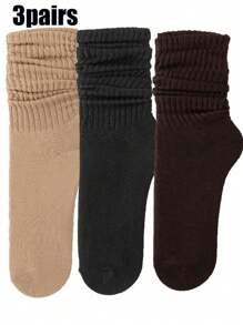 3pairs Women Winter Socks Warm Thick Knit Soft Vintage Casual Crew Socks Fuzzy Socks Wool Socks For Women - Multicolor - View 12