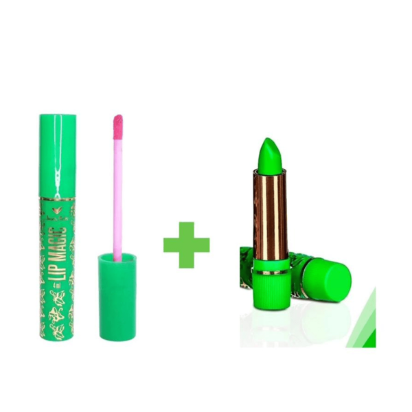 Kit Gloss Labial Magico Lip Magic vovo e Batom Magico Duração 24 Horas