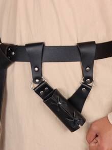 2PCS Thắt lưng giả da thời trung cổ Vỏ kiếm cổ điển Hiệp sĩ dũng cảm Cosplay nhập vai Phục hưng Larp Đạo cụ - màu đen - Xem 6
