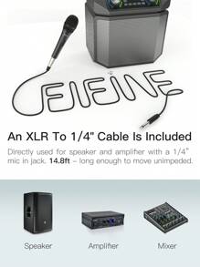 Micrófono de mano con cable, micrófono dinámico cardioide con interruptor de encendido/apagado y cable desmontable de 4,5 m, adecuado para karaoke, conferencias, actuaciones, bodas - FIFINE K6 - Negro - Ver 6