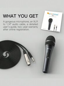 Micrófono de mano con cable, micrófono dinámico cardioide con interruptor de encendido/apagado y cable desmontable de 4,5 m, adecuado para karaoke, conferencias, actuaciones, bodas - FIFINE K6 - Negro - Ver 10
