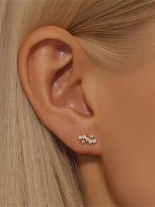 1 件 925 纯银耳环，女士奢华风格，2024 年流行耳钉/吊坠耳环，适合派对新娘珠宝精美珠宝 - 金色 - 查看 4