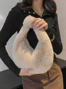 Y2K 女士毛绒手提包，秋冬毛绒流浪包，毛绒托特包钱包，卡哇伊可爱毛绒流浪包，女士休闲手提包和钱包，女士毛绒包柔软腋下包拉链开合轻便托特包女士秋冬手提包，完美搭配女士秋季服装，新款女士毛皮包