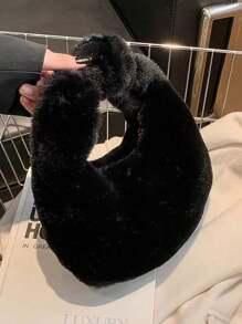 Y2K 女士毛绒手提包，秋冬毛绒流浪包，毛绒托特包钱包，卡哇伊可爱毛绒流浪包，女士休闲手提包和钱包，女士毛绒包柔软腋下包拉链开合轻便托特包女士秋冬手提包，完美搭配女士秋季服装，新款女士毛皮包