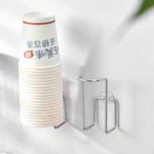1/2件多功能壁掛式304不鏽鋼杯架，免打孔安裝，一次性紙杯收納架，水杯飲水杯儲物架，適用於廚房、浴室、客廳、宿舍、辦公室、飲水區與休息室 - 銀色 - 查看 12