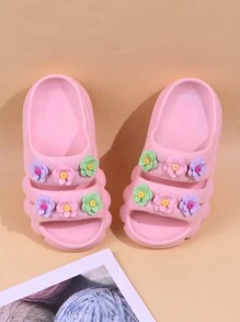 Kinder/Kleinkinder Anti-Rutsch Sandalen mit Blumenmuster, atmungsaktive Cut Out Outdoor-Hausschuhe für Jungen & Mädchen im Sommer - Pink - Übersicht 3