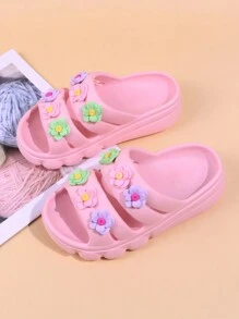 Kinder/Kleinkinder Anti-Rutsch Sandalen mit Blumenmuster, atmungsaktive Cut Out Outdoor-Hausschuhe für Jungen & Mädchen im Sommer - Pink - Übersicht 5